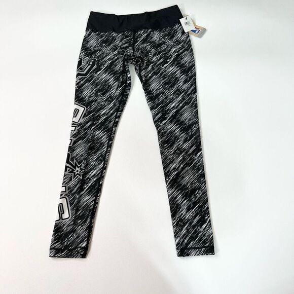 NFL Team Apparel Leggings Womens Medium Pants San Antonio Spurs Black Logo NEW - Picture 1 of 8